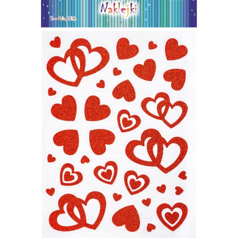 Pegatinas decorativas de corazones con purpurina 15x20cm