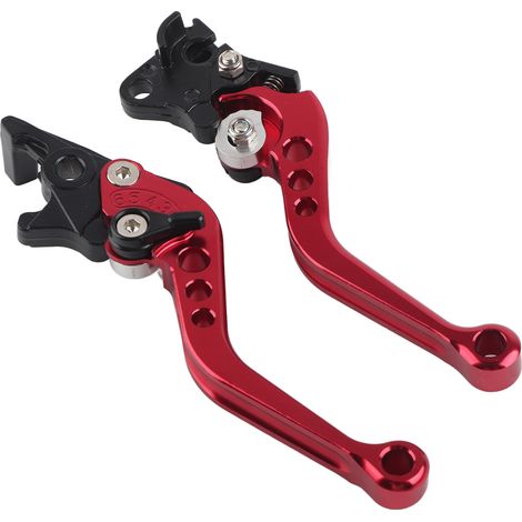 Paire de leviers de frein à tambour d'embrayage de moto en aluminium CNC, poignée rouge. (1/5)
