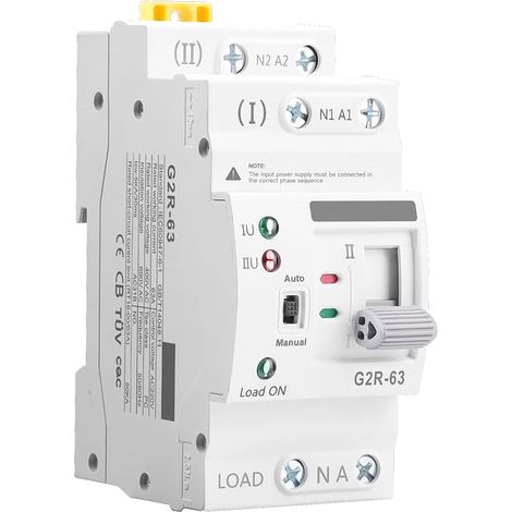 Commutateur de Transfert Automatique G2R ATS Inverseur de Source Automatique 63A 2P Sélecteurs électriques 220V