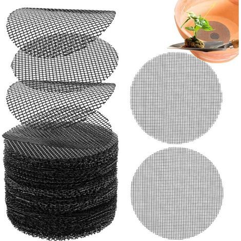 Tampons en Maille pour Pot de Fleur,100 Pièces Grille de Drainage Bonsai,10cm Tapis pour Pots de Fleurs Ronds Grille Plastiqu Tapis de Jardinage pour Coupe Bonsai,Pot de Fleurs ou Jardinière (1/5)