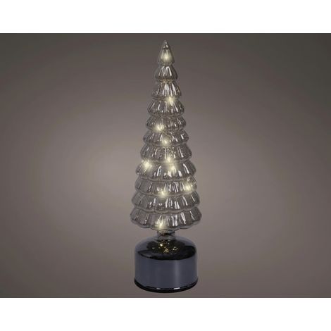 Lumineo LED Tannenbaum batteriebetrieben drehend mit Timer Kunststoff Ø 10 x 34 cm warmweiß grau Dekofigur