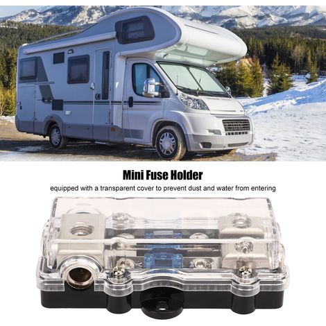 Hochleistungs-ANL-Sicherungshalter für Pkw, Boote und Wohnmobile – Verteilerkasten mit 3 x 4GA-Eingängen / 2 x 8GA-Ausgängen, 60 A, Überstromschutz