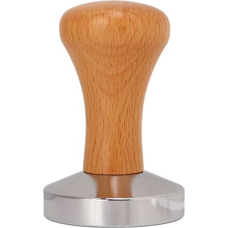 Pilon à café en acier inoxydable, outil de tassage à fond plat, presse manuelle avec manche en bois, 53 mm / 2,1 pouces