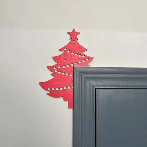 Décoration Porte Noël - Cadre Porte En Bois Avec Père Noël - Décoration Intérieure Pour Porte D'Entrée - 1 Pièce (1/2)