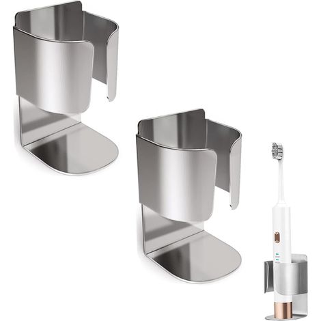 Juego de 2 organizadores de pared autoadhesivos de acero inoxidable 304, para cepillos y pasta de dientes.