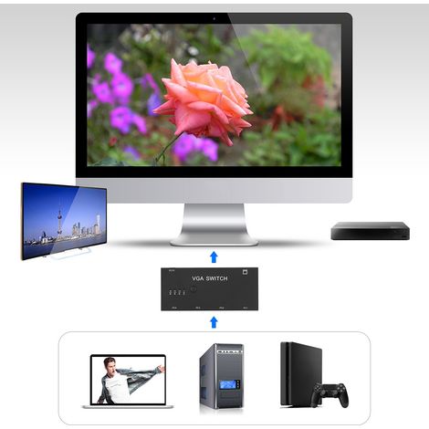 Convertisseur VGA 4 entrées 1 sortie pour écran HD 1080p - Accessoire informatique