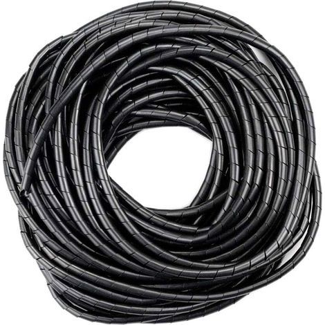 Gaine Spirale Flexible Universel 4mm, Kit de Câble Rangement de Tube d'Enroulement de Câble en Spirale pour Protéger Le Câble d'Antenne TV/PC/USB/Télé/AUX- (25m) Noir (1/5)
