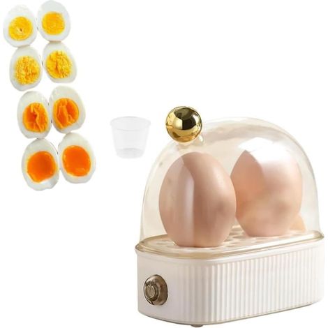 Cuiseur vapeur électrique pour œufs à la coque, capacité de 2 œufs, cuiseur à œufs électrique, minuterie électrique, chaudière à œufs amovibles, pour ustensiles de cuisine (blanc)