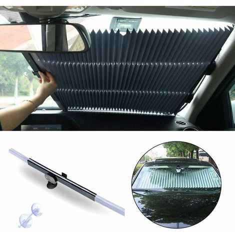 Zweiteiliger automatischer Sonnenschutz für Autos, einziehbar und faltbar, UV-beständige Windschutzscheibe, für SUVs, Limousinen und LKWs
