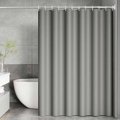 Rideau de douche anti-moisissure, gris, petit format, en polyester, imperméable et lavable en machine, 80 x 180 cm (1/4)
