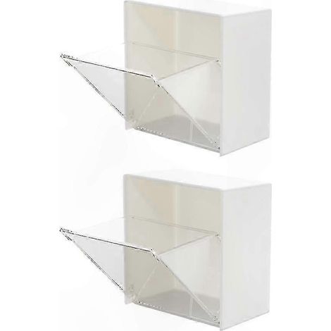 Distributeur mural de cotons-tiges pour salle de bain, pot de rangement pour fil dentaire et boules de coton, boîte avec couvercle blanc (1/5)