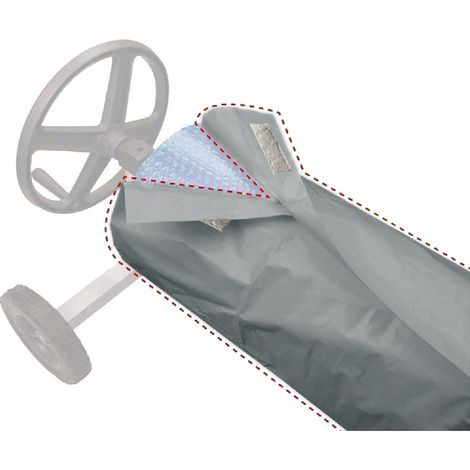 Rouleau de protection pour piscine, enrouleur, couverture imperméable, couverture pour piscine, couverture 490 x 96 cm (H x P) (gris) (1/5)
