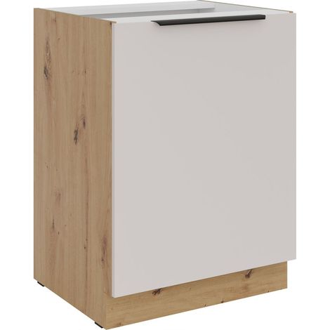Küchen Unterschrank 60 cm Küche SOLANO Kaschmir beige matt + Eiche Artisan matt Küchenzeile Küchenblock Küche Einbauküche