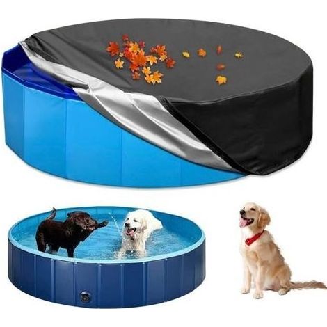 Bâche Protection pour Piscine Ronde, Couverture de Piscine pour Chien avec Cordon, 160 x 30 cm Housse Piscine Imperméable Pliable Oxford Housse de Protection pour Piscine Hors Sol Ronde (1/5)