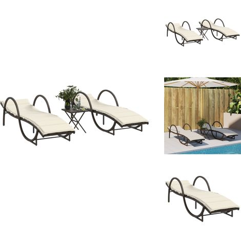 Chaises longues lot de 2 avec table marron résine tressée - Chaise Longue - Transats - Salon De Jardin - Mobilier De Jardin - Résine Tressée (1/5)