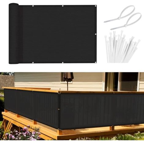 Abri de balcon, protection contre le vent et les UV, 90 x 300 cm, noir(O) (1/5)