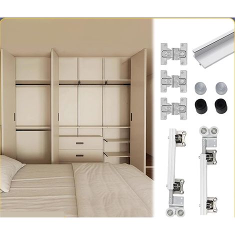 Rail de Suspension for Porte coulissante Pliante en métal, sans Rail inférieur, poulie de Suspension for Armoire, Garde-Robe, Placard(A) (1/5)