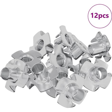 Pronged T-nut 12 pcs Silver M6 mm Steel vidaXL