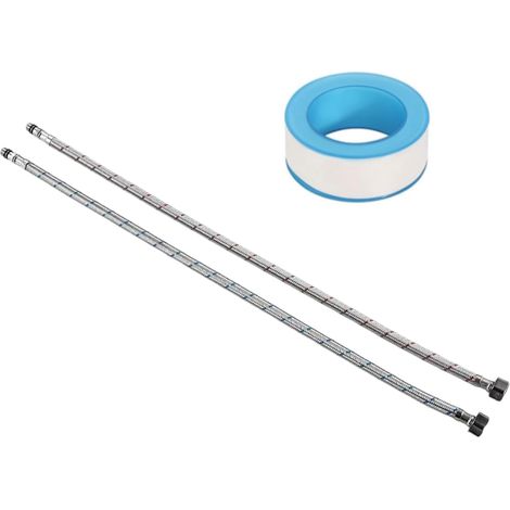 Juego de 2 mangueras de conexión de agua fría y caliente para baño, extensión de grifo de 80 cm G3/8 x M10 con cinta de sellado, manguera de conexión de 3/8 de pulgada, compatible con grifos mezclador (1/5)