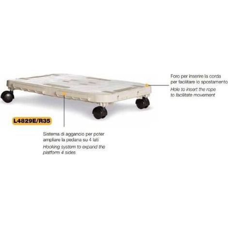 PEDANA C/RUOTE DOLLY HOME 48X29X12,5 CM ECRU (1/4)