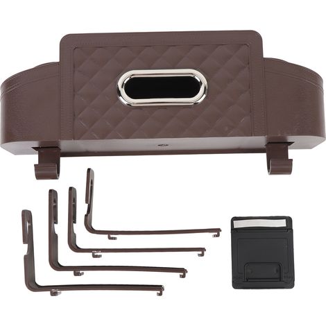 Car Back Seat Organizer with 2 Drink Cup Holder Tissue Box Hooks Phone Holder Multifunctional Storage for Travel Brown (1/5)