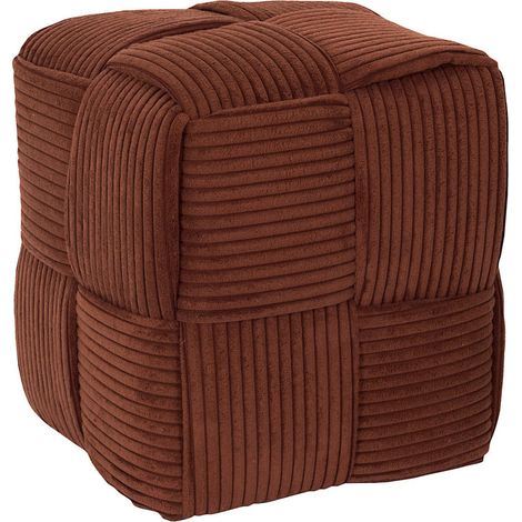 Pouf Côtelé Tressé "Scott" 38cm Terracotta