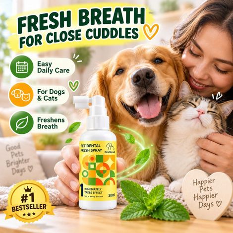 KineShineX Pet Breath Freshening Spray, suitable for dogs and cats, for daily oral care and teeth cleaning. (1/4)
