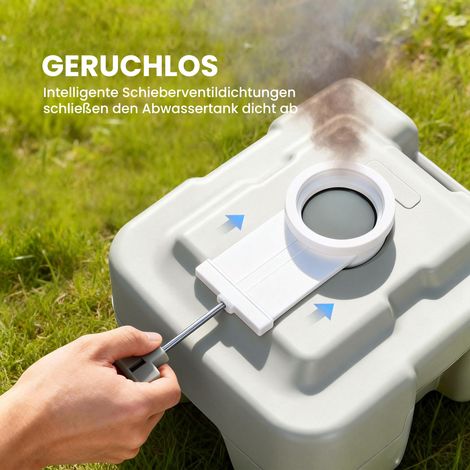 Toilette de camping portable, capacité max 147 kg, réservoir 20L, pour randonnée voyage pêche, 41,5x36,5x42 cm gris (1/4)