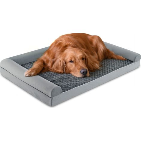 Panier orthopédique pour chien taille XXL 135 x 91 x 18 cm soutien pour articulations rembourrage enveloppant en tissu gris