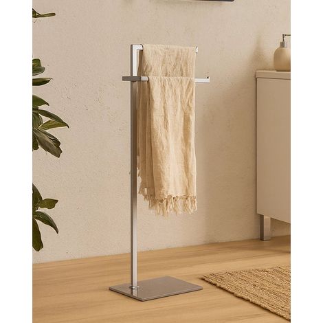 Exagonshop Piantana Portasciugamani Con Base In Vetro Tortora