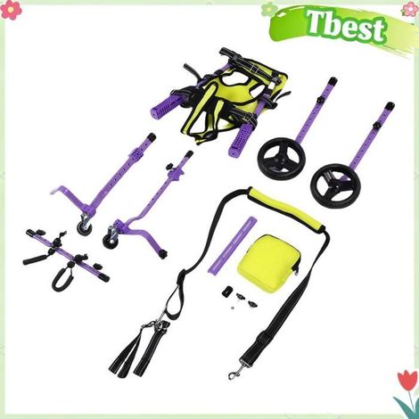 Tbest Chariot de jambe arrière de chien Chariot à Pattes Arrière pour Chien, Fauteuil Roulant à 4 Roues pour animalerie kit (1/5)