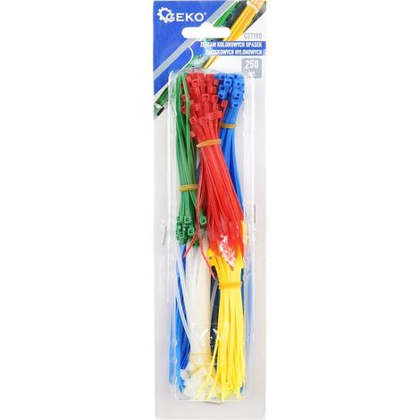 Juego de bridas de nailon de colores, 250 unidades (80)