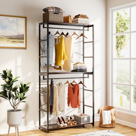2 Tier Clothing Rack with Storage Shelves (1/5)