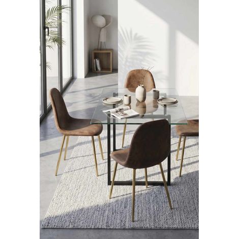 Sillas Comedor - Silla Golden Teok Polipiel Marrón Vintage (1/5)