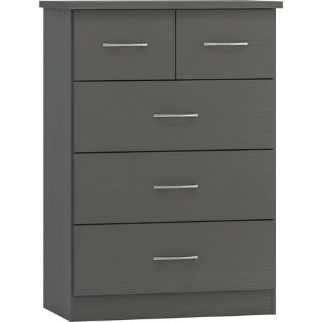 Nevada 3+2 Drawer Chest - L46 x W81 x H115.5 cm - 3D Effect Grey (1/5)