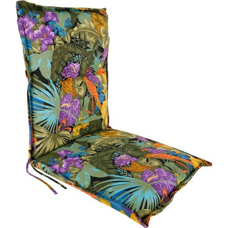 Universal Niedriglehner Polster Auflage 100 x 50 cm - Amazonas - Gartenstuhl Niederlehner Kissen mit Tropen Blumen bunt
