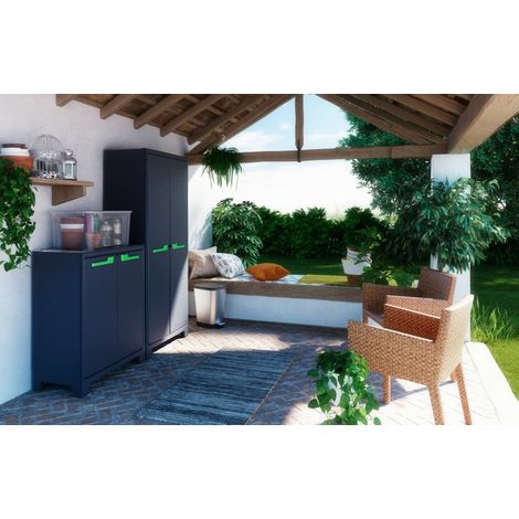 Dmora - Armario exterior Markham, Mueble para exteriores, Mueble de jardín multiusos, Contenedor para balcón o garaje, Made in Italy, 80x44 h100 cm, Gris (1/5)