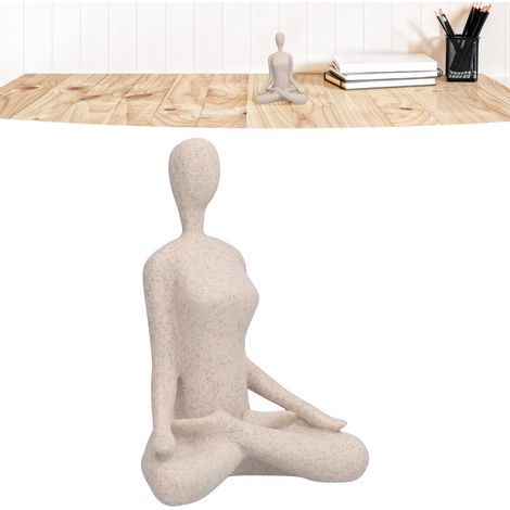 Figura de yoga fabricada en resina de arenisca nórdica BL560 - Estatua decorativa para el hogar o la oficina (650 g, color natural) (1/5)