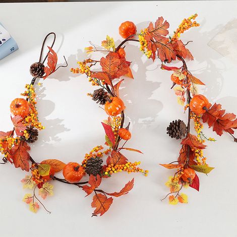 Guirlande Citrouille Faux - 170 cm - Décoration Automne Halloween Noël Action de Grâce - 1 Pièce (1/5)