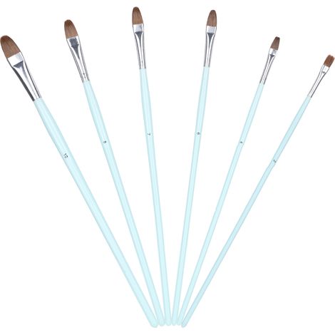 6Pcs Painting Brush Wolf Hair Blue Long Rod Oil/Acrylic/Gouache/Watercolor/Crafts/Face PaintingYJP008 (1/5)