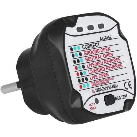 AST01 Socket Tester, GFCI Power Outlet Tester Automatic Electrical Circuit Detector (220V EU Plug) (1/5)