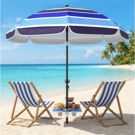 Strandschirm Ø198 cm mehrfarbig Polyester mit Klapptisch und UV30+ Schutz (1/3)