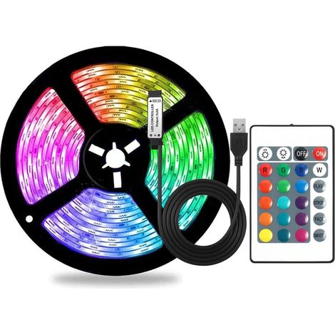 Bande lumineuse changeant de couleur, lumières LED avec télécommande pour décoration de la maison, (30led/m-2m)non étanche (1/5)