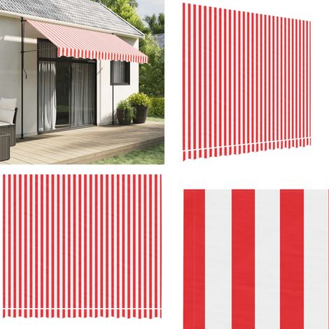 Tissu de remplacement pour auvent rayures rouges et blanches - Toile De Store - Tissu D'auvent - Auvent De Jardin - Parasol - Protection Solaire - Home & Living (1/5)