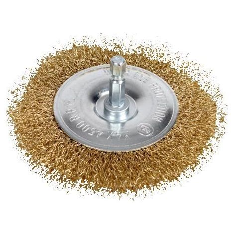 Brosse métallique pour perceuse - Plate - 75P - 75mm diamètre - Avec tige hexagonale - NTools