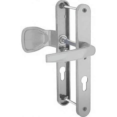 Paire de poignées étroite béquille et aileron aluminium Bricard Emetal 233 mm porte dentrée a cylindre Couleur - Argent