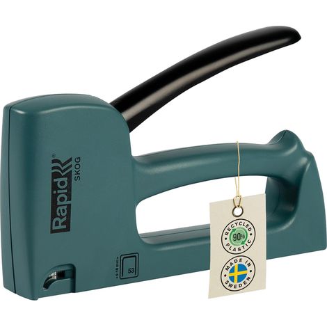 RAPID - R53 Spirit of Sweden - Pour Agrafes n°53/4-10mm - Agrafeuse manuelle éco-responsable, travaux et décoration, tapisserie, pose matériaux fins, étiquettes - Skog (Vert "Forêt") - (5001614)