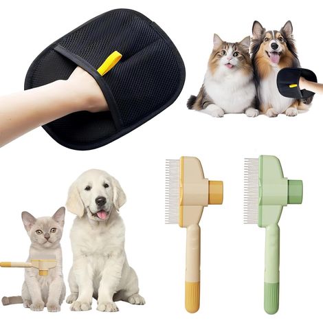 2 Piece Pet Hair Pick Up Glove for Cats and Cats - Antistatic - Ideal for Grooming, Bathing and Massage Dogs and Cats (1/5)