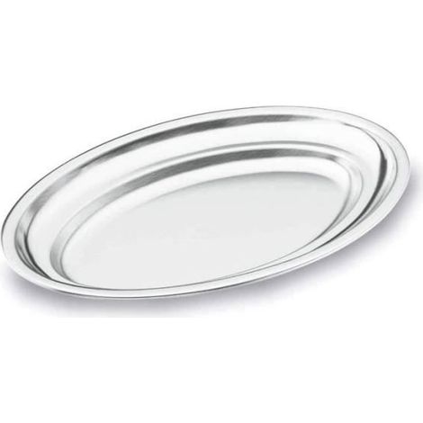 1 plateau ovale, acier inoxydable, 40 x 26 cm, argent, service table et présentation gastronomique