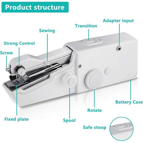 Machine à coudre portable, machine à coudre électrique, mini machine à coudre portable, idéale pour les débutants, pour coudre des vêtements, pour la famille, les voyages ou le bricolage (blanche) (1/5)